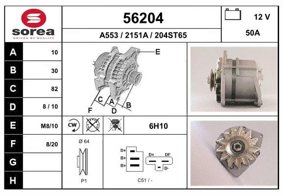 Generator / Alternator 56204 EAI