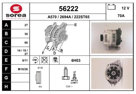 Generator / Alternator 56222 EAI