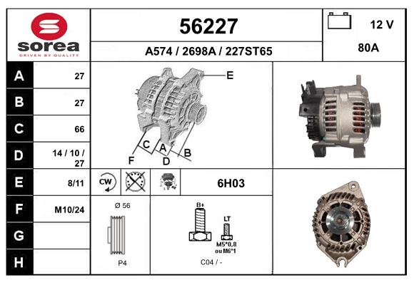 Generator / Alternator 56227 EAI