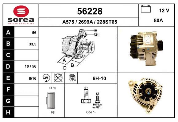 Generator / Alternator 56228 EAI