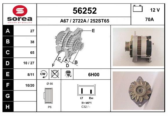 Generator / Alternator 56252 EAI