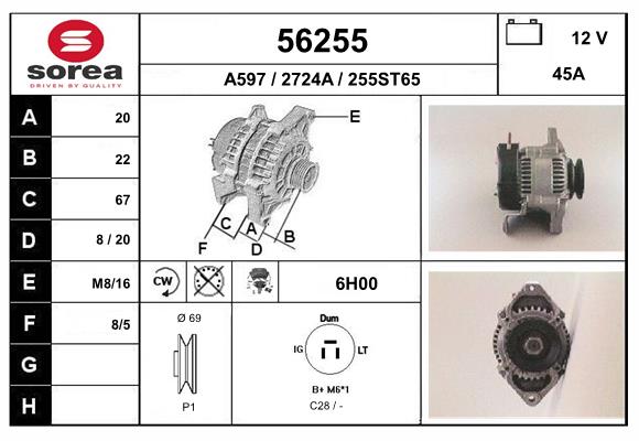 Generator / Alternator 56255 EAI