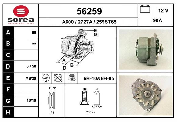 Generator / Alternator 56259 EAI