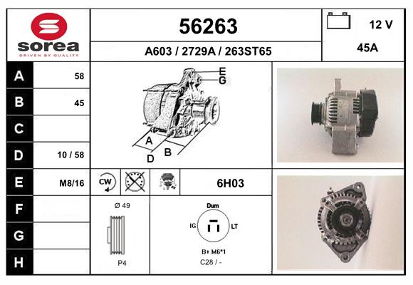 Generator / Alternator 56263 EAI