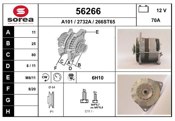 Generator / Alternator 56266 EAI