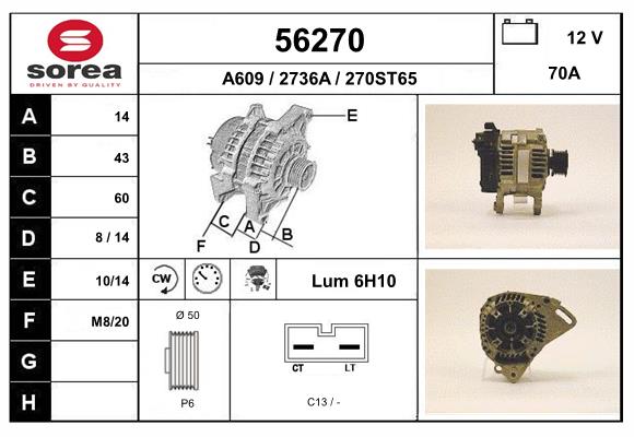 Generator / Alternator 56270 EAI