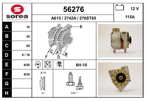 Generator / Alternator 56276 EAI