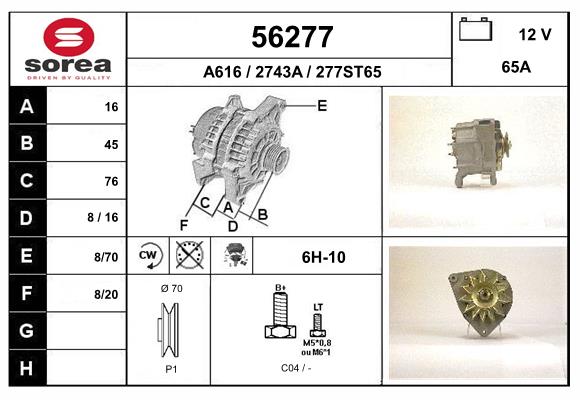 Generator / Alternator 56277 EAI