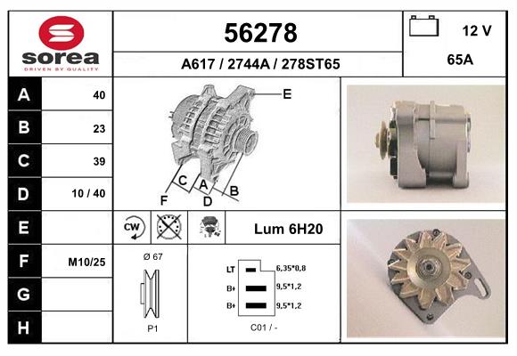 Generator / Alternator 56278 EAI