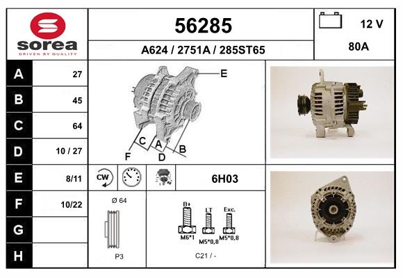 Generator / Alternator 56285 EAI
