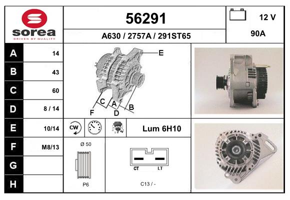 Generator / Alternator 56291 EAI