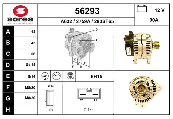 Generator / Alternator 56293 EAI