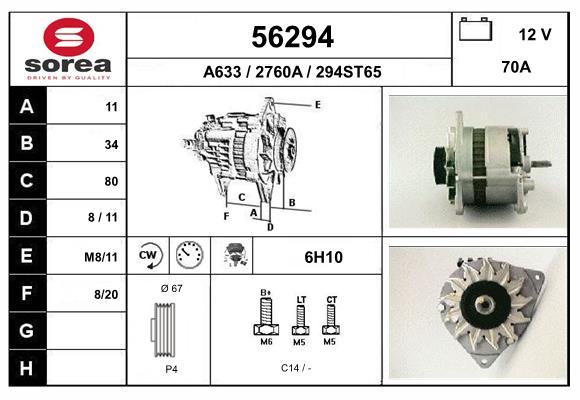 Generator / Alternator 56294 EAI