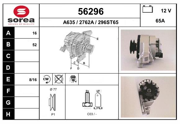 Generator / Alternator 56296 EAI