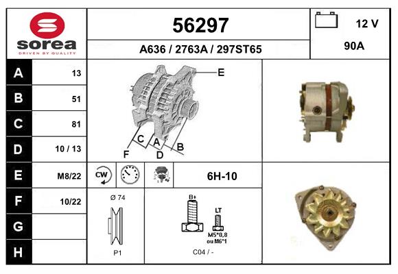 Generator / Alternator 56297 EAI
