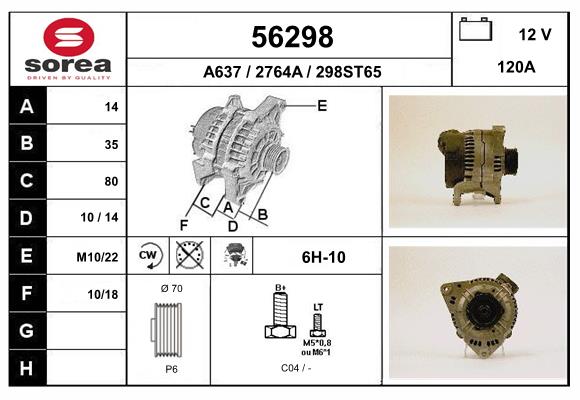 Generator / Alternator 56298 EAI