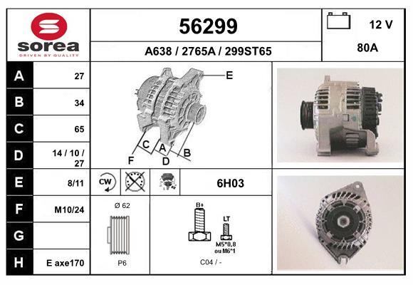 Generator / Alternator 56299 EAI