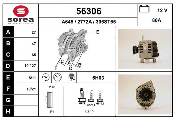 Generator / Alternator 56306 EAI