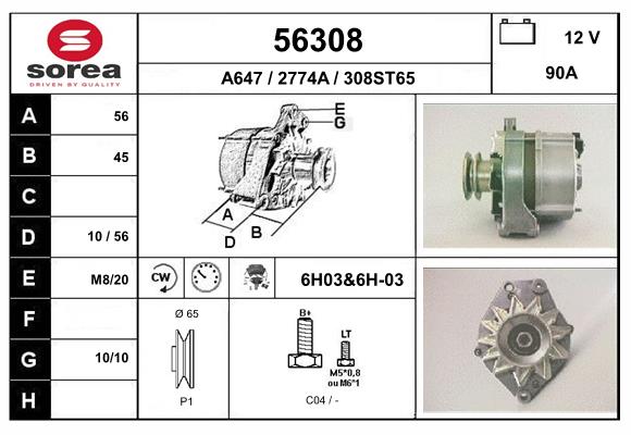 Generator / Alternator 56308 EAI