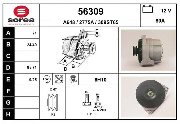 Generator / Alternator 56309 EAI