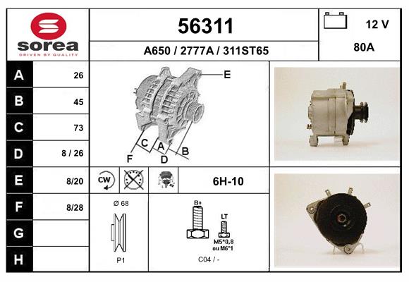 Generator / Alternator 56311 EAI