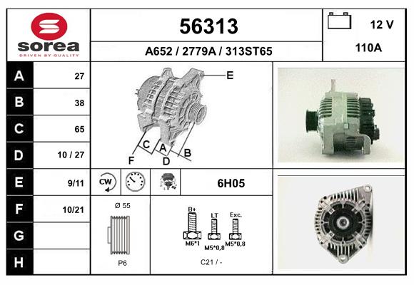 Generator / Alternator 56313 EAI