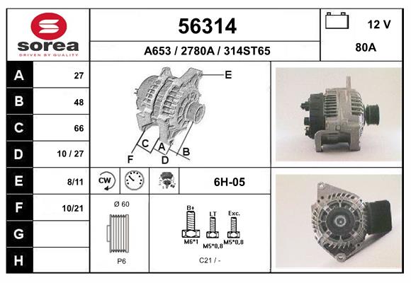 Generator / Alternator 56314 EAI