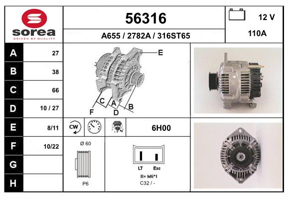 Generator / Alternator 56316 EAI
