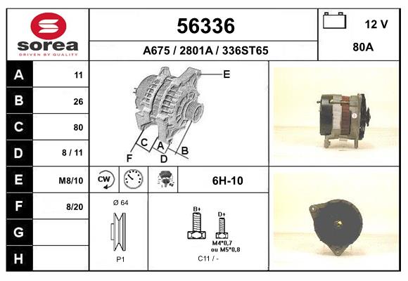 Generator / Alternator 56336 EAI