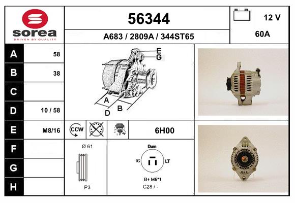 Generator / Alternator 56344 EAI