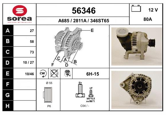 Generator / Alternator 56346 EAI