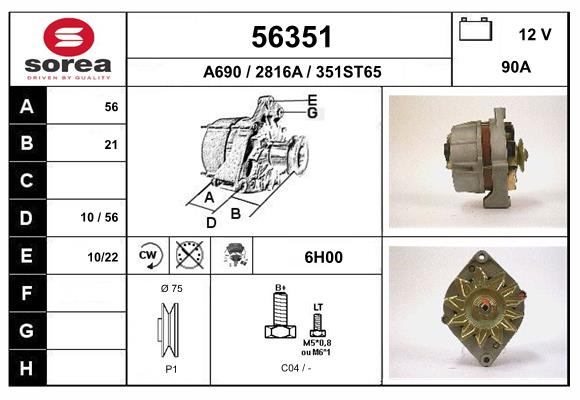 Generator / Alternator 56351 EAI