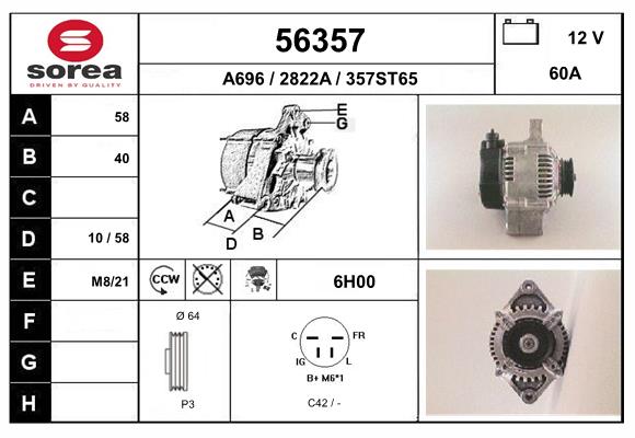 Generator / Alternator 56357 EAI