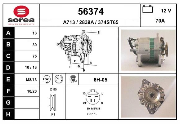 Generator / Alternator 56374 EAI