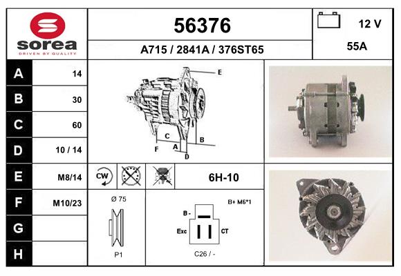 Generator / Alternator 56376 EAI