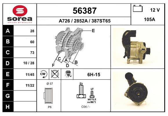 Generator / Alternator 56387 EAI