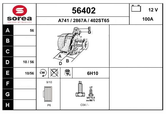Generator / Alternator 56402 EAI