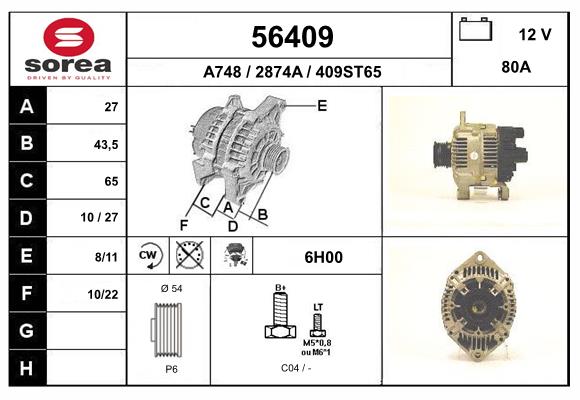 Generator / Alternator 56409 EAI