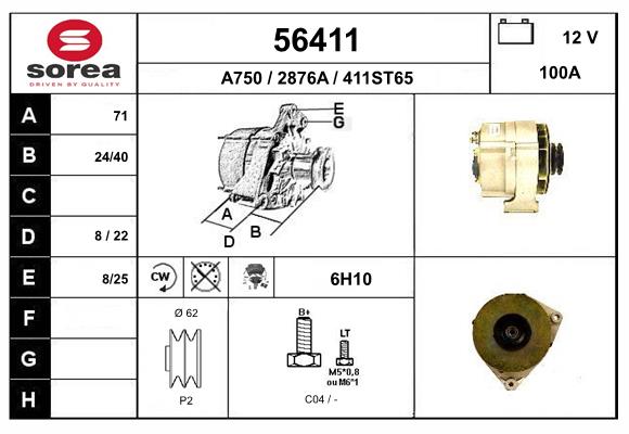 Generator / Alternator 56411 EAI