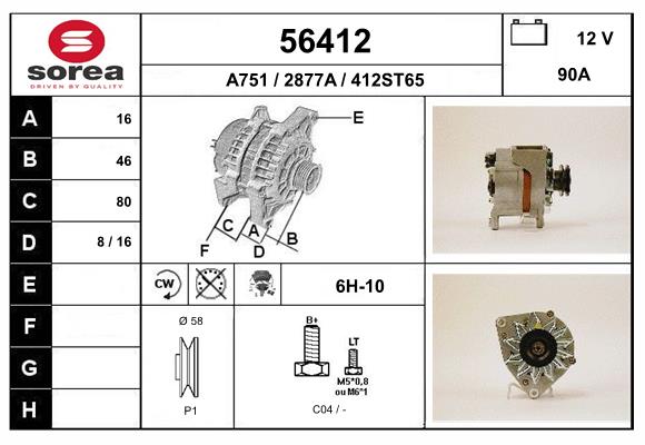 Generator / Alternator 56412 EAI