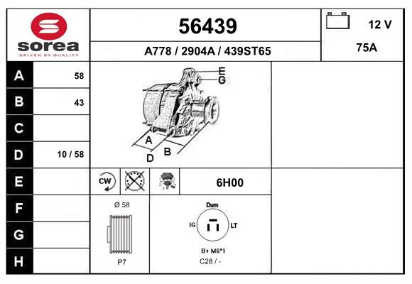 Generator / Alternator 56439 EAI
