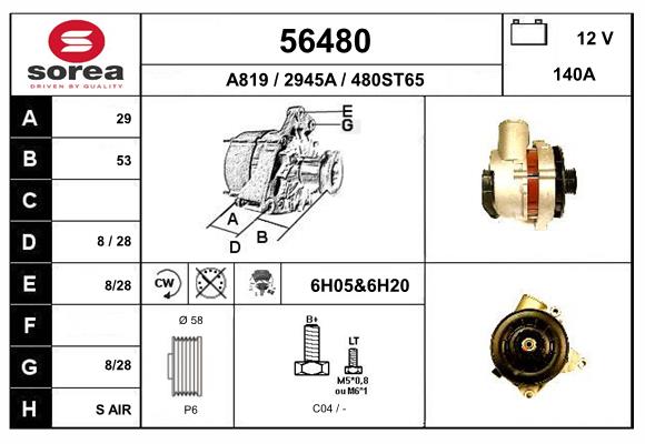Generator / Alternator 56480 EAI