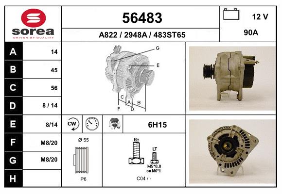 Generator / Alternator 56483 EAI