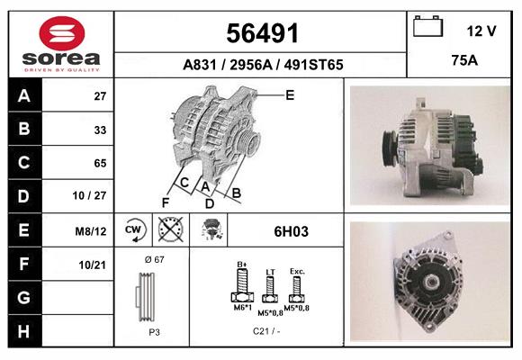 Generator / Alternator 56491 EAI