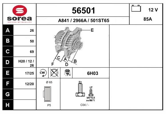 Generator / Alternator 56501 EAI