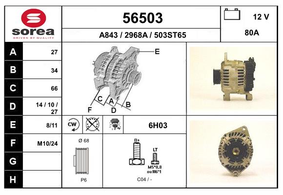 Generator / Alternator 56503 EAI