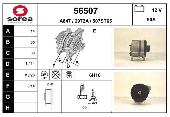 Generator / Alternator 56507 EAI