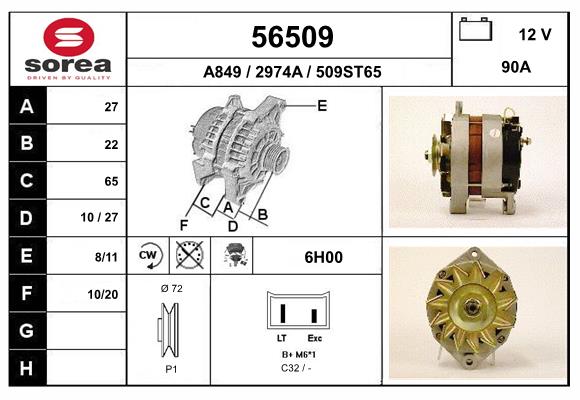 Generator / Alternator 56509 EAI