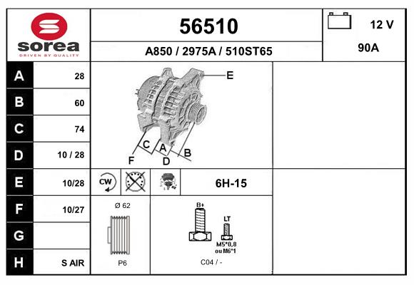 Generator / Alternator 56510 EAI