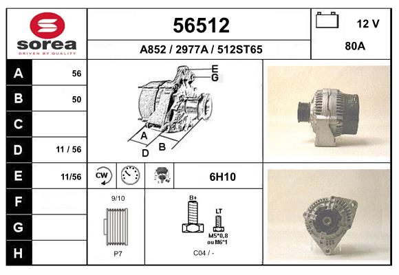 Generator / Alternator 56512 EAI